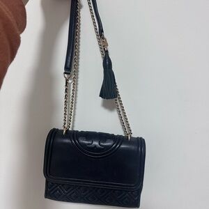 Black Leather Chain Shoulder Bag